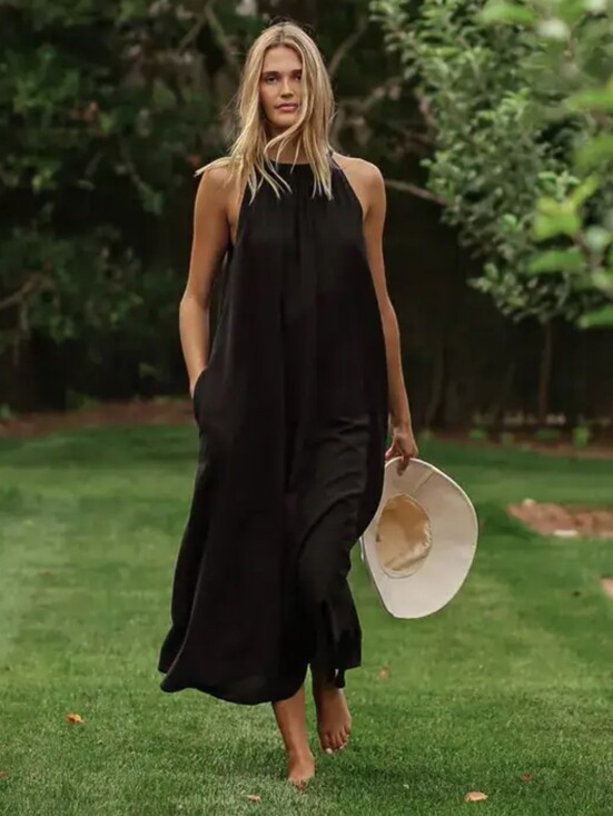 Jenni Kayne Dresses & Skirts - Jenni Kayne Drift Dress Black Halter Maxi Sleeveless Silk Blend  NWT